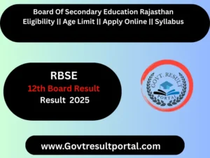 Rajasthan Board RBSE Class 12th Result 2025