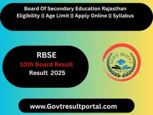 Rajasthan Board RBSE Class 10th Result 2025