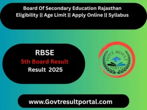 Rajasthan Board RBSE Class 5th Result 2025