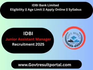  IDBI Bank Junior Assistant Manager Admit Card 2025
