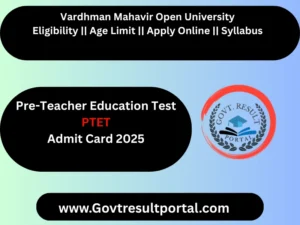 Rajasthan PTET Admit Card 2025
