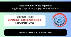 Rajasthan Police Constable Telecommunication Recruitment 2025