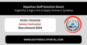 Rajasthan RSSB Junior Instructor Recruitment 2024