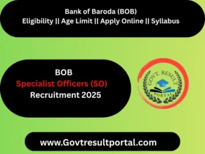 Bank of Baroda SO Recruitment 2025