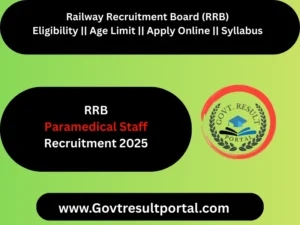 Railway RRB Paramedical Staff Recruitment 2025