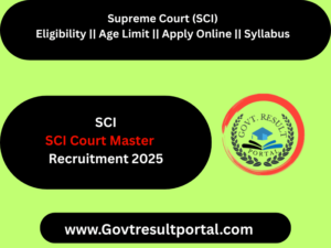 Supreme Court SCI Court Master Recruitment 2025