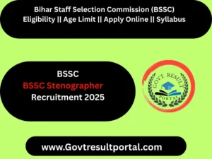 Bihar BSSC Stenographer Recruitment 2025